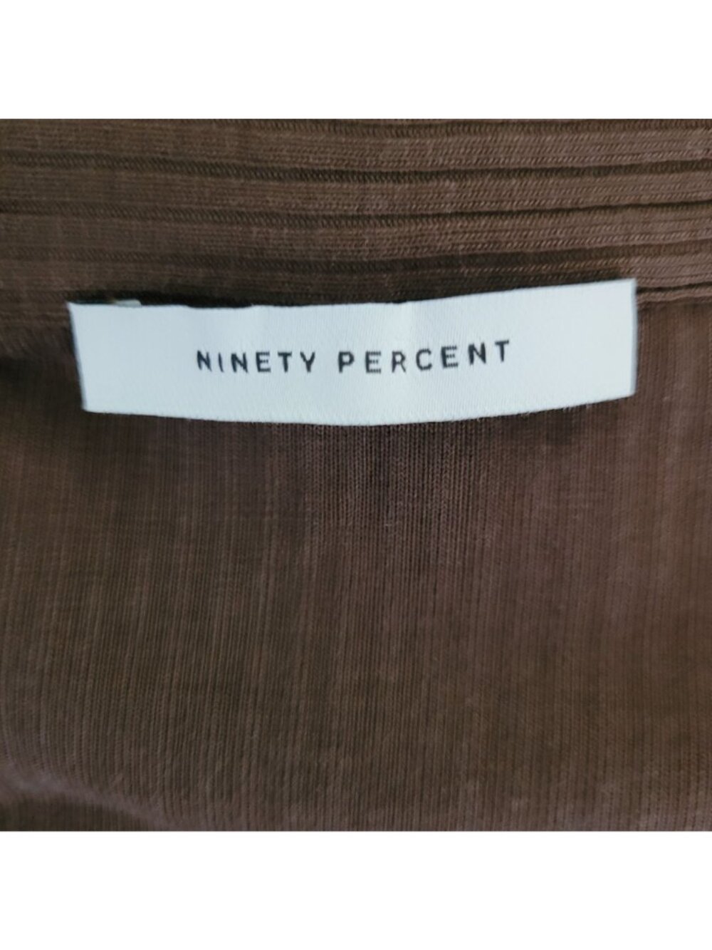 Ninety Percent Collared V-Neckline Maxi Dress Size S Brown Ribbed Long Sleeve - Picture 4 of 5